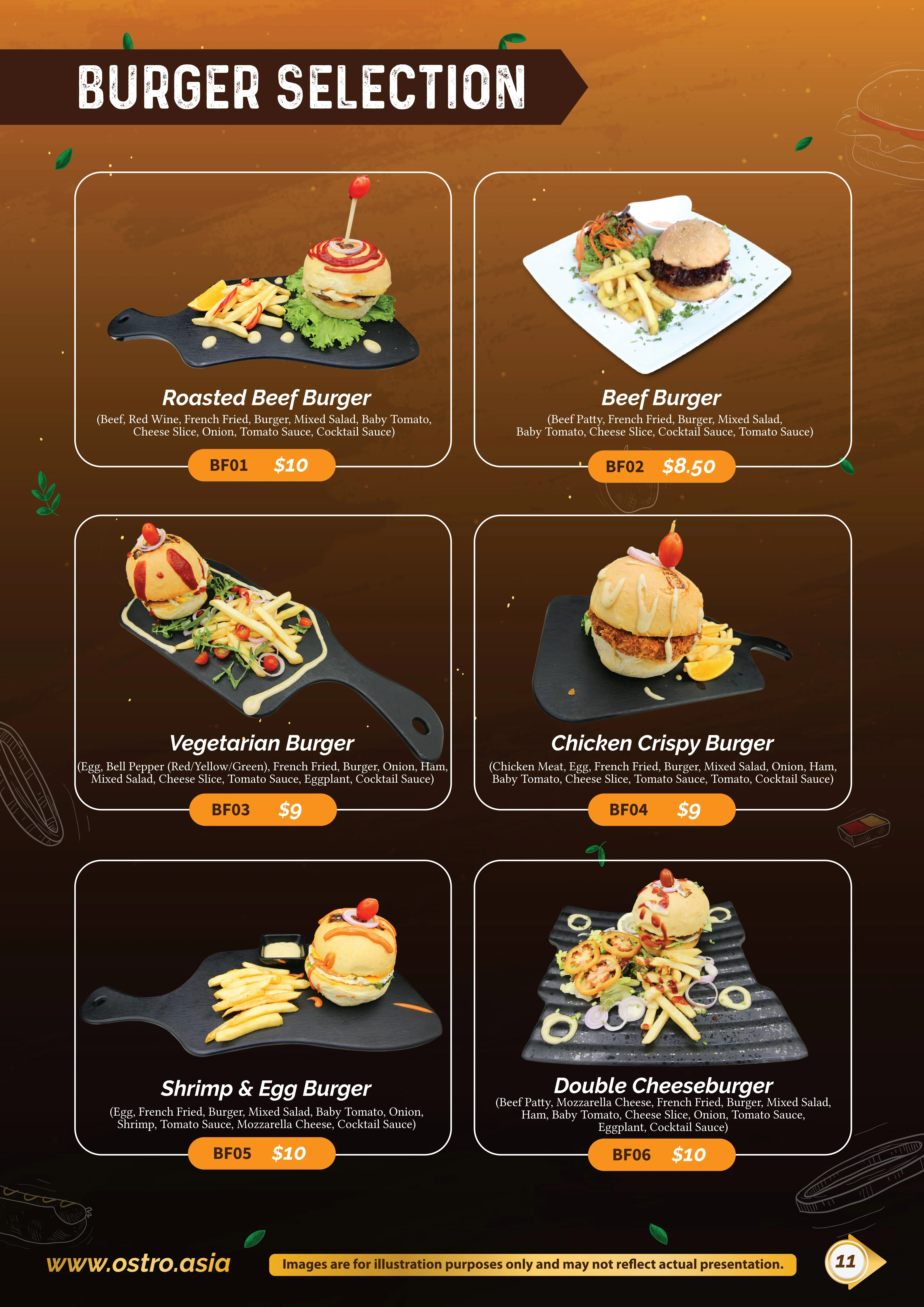 Burger Selection Menu 1