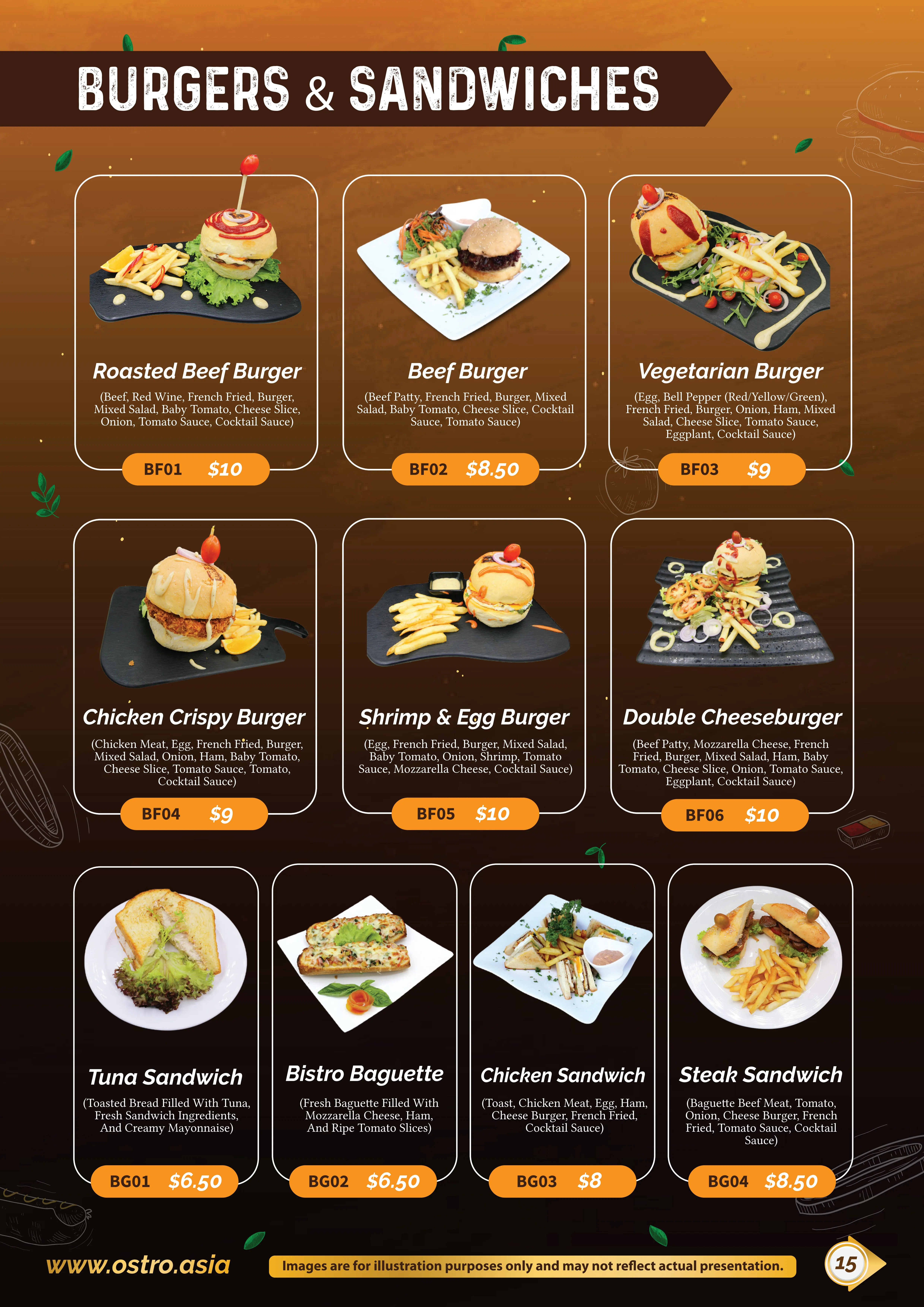 Burger Selection Menu 1