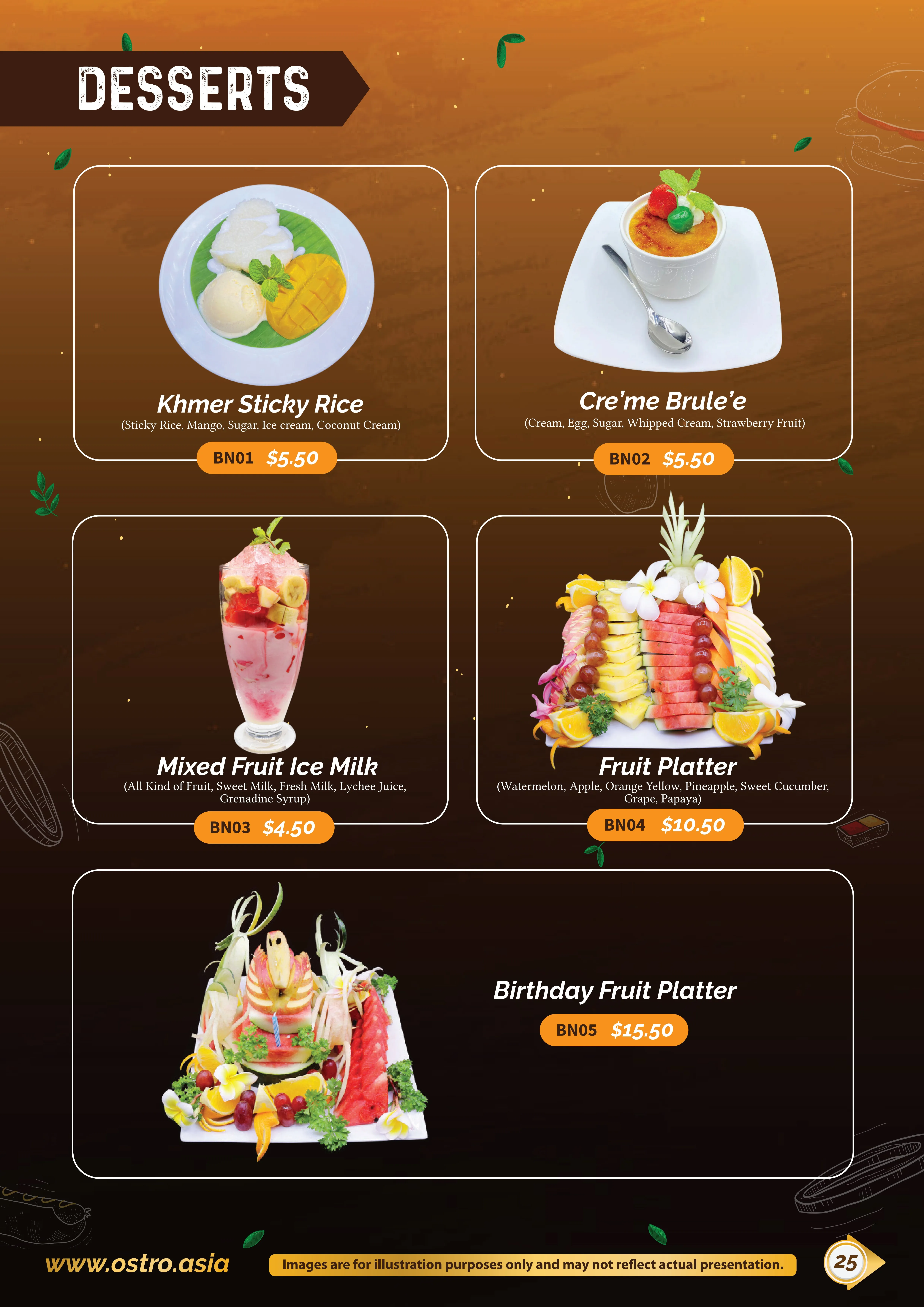Desserts Menu